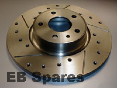 Solid drilled and grooved front discs for 1.6, 1.8 and 1.9JTD for Alfa Romeo 156